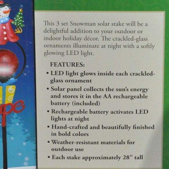 Solar-Powered LED Light-Up Snowmen Assembles Easily with Garden Stakes - New - Picture 4 of 4